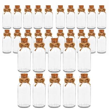 Imagem de Garrafinha de Vidro 100ml com Rolha de Cortiça e Sisal  Porta Temperos