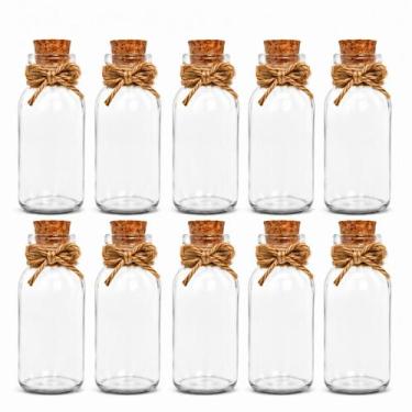 Imagem de Garrafinha de Vidro 100ml com Rolha de Cortiça e Sisal  Porta Temperos