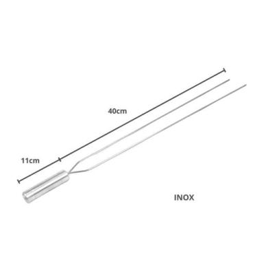 Imagem de Kit 4 Espetos Duplo De Inox 40cm Para Churrasco, Resistente - INOX LAU