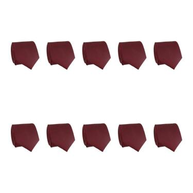 Imagem de Kit 10 Gravatas Masculina Social Slim Premium Tons de Vermelho Lisa Elegante Padrinhos Formatura Trabalho