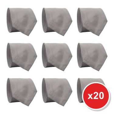 Imagem de Kit 20 Gravatas Masculina Social Slim Premium Tons de Cinza Lisa Elegante Padrinhos Formatura Trabalho