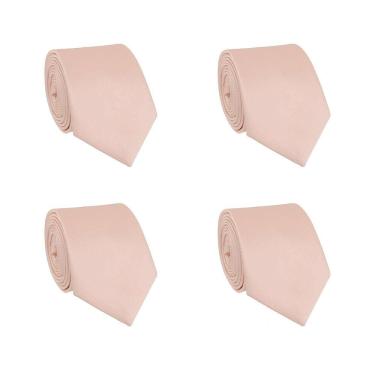 Imagem de Kit 4 Gravatas Social Tons de Rosa Masculina Slim Lisa Padrinho Casamento Noivo Trabalho Congresso