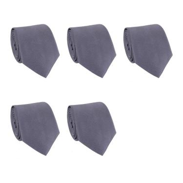 Imagem de Kit 5 Gravatas Lisas Social Tons de Cinza Masculina Slim Padrinho Casamento Noivo Trabalho Congresso