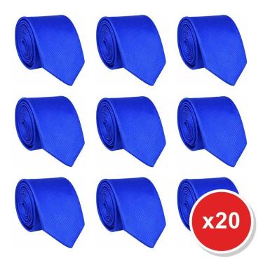 Imagem de Kit 20 Gravatas Masculina Social Slim Premium Tons de Azul Lisa Elegante Padrinhos Formatura Trabalho
