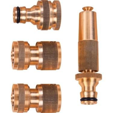 Imagem de Conjunto para Mangueira 871800 Irrigacao e Limpeza Alta Resistencia Latão Collins 4 Pecas 1-2 e 3-4