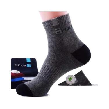 Imagem de Meias Esportivas Masculinas de Algodão e Bambu - 10 Pares Respiráveis 