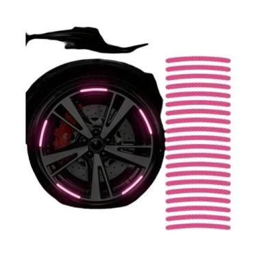 Imagem de Adesivos Refletivos Brilhantes Para Rodas De Carro Na Cor Rosa, 20 Peç