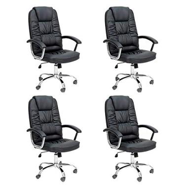 Imagem de Conjunto com 4 Cadeiras de Escritório Presidente Giratórias Finland Preto