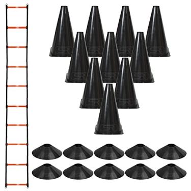 Imagem de Escada Agilidade + 10 Pratos + 10 Cones Circuito Esportivo
