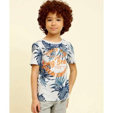 Imagem de Camiseta Infantil Estampa Folhas mr Tam 4 a 10