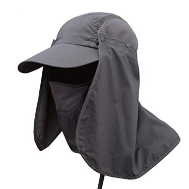 Imagem de Proteção UV Sun chapéu ao ar livre chapéu de sol masculino chapéu de pesca de pescador unisex,Dark gray