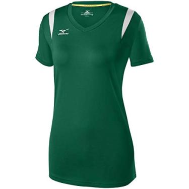 Imagem de Mizuno Camiseta de voleibol manga curta juvenil Balboa 5.0 Floresta/prata