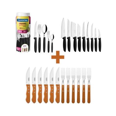 Imagem de KIT - Jogo De Churrasco Inox 12 Peças + 1 Faqueiro 30pç + 1 Conjunto Facas 9pç - Tramontina
