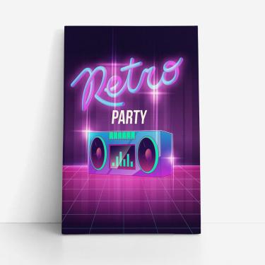 Imagem de Quadro Retro Party Festa Caixa de Som Canvas 100x70cm