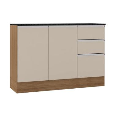 Imagem de Balcão 3 Portas e 2 Gavetas com Tampo Paris Carvalho / Off White