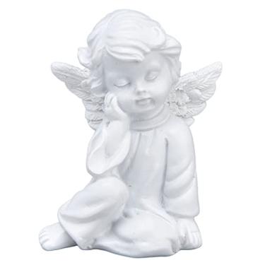Imagem de Decoração de Jardim de Anjo,Estátuas de Querubim para Jardim, Jardim de Anjo, Estátua de Querubim Material de Resina Sintética Estilo Adorável Estatuetas de Bebê (contemplative angel right)