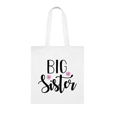 Imagem de Bolsa Tote Big Sister (Irmã mais velha), para irmãs, Bolsa de ombro para irmãs, Bolsas reutilizáveis para irmãs, Presente para irmã da irmã e do irmão s, Branco