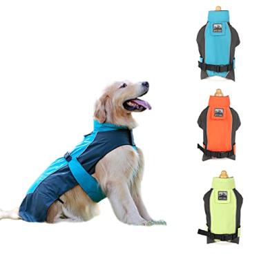 Imagem de Foern Jaqueta de inverno para cachorro, casaco para cachorro quente com gola alta, colete para cães alça refletiva para caminhada, corrida para cães pequenos, médios, grandes, azul, XGG