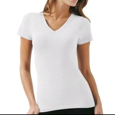 Imagem de Camiseta Feminina Baby Look Decote Em V 100% Algodão - Vestem