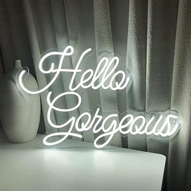 Imagem de Hello Gorgeous Neon Signs for Wedding Decor, Neon Lights for Bedroom, Get Married Party, Bar, LED Neon Sign with Dimmer Switch for Art Gift (A-Branco)