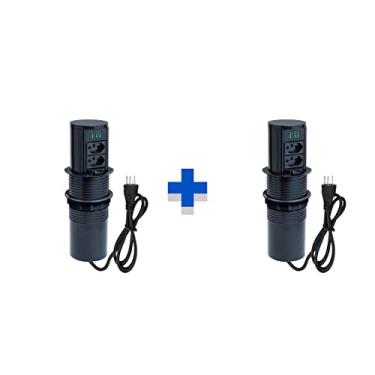 Imagem de Kit 2 Torres De Tomada Totem Slim Manual 2 Tom 20A 3USB 5.2A COR:PRETO