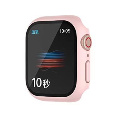 Imagem de XMUXI Compatível com Apple Watch Series 7 45mm 41mm Case com Protetor de Tela de Vidro Temperado Capa Protetora Totalmente Dura Ultra-Fina Resistente a Riscos para IWatch 7 (#5-Rosa Areia,45mm)
