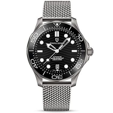 Imagem de Pagani Design 1685 Moda Masculina Relógios Automáticos Mergulho 100 M Relógios de Pulso Mecânicos Movimento Japonês Casual Relógio Masculino Esportivo, PD1685 Cinto de malha preto,