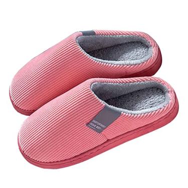 Imagem de Pantufas femininas macias e largas aconchegantes com espuma de memória, sapatos de pelúcia forrados com lã, para uso interno, externo, sola de borracha fechada, sapatos para casa para mulheres