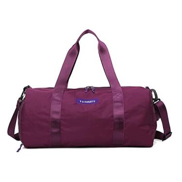 Imagem de Bestgift Bolsa de ginástica esportiva unissex bolsa de ioga bolsa de treinamento cilíndrico bolsa de viagem portátil de curta distância, Roxa