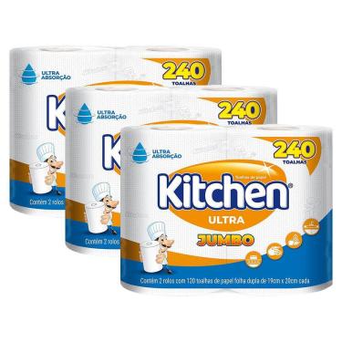Imagem de Kit 3 Papel Toalha Kitchen Ultra Jumbo com 240 Folhas cada