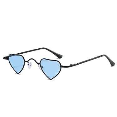Imagem de Óculos de sol vintage punk em forma de coração feminino masculino armações de metal retrô óculos de sol óculos de sol óculos de sol uv400, 4, tamanho único