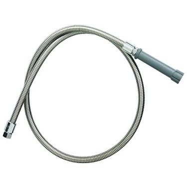 Imagem de Mangueira de aço inoxidável flexível T&S B-0044-H pré-enxágue, 112 cm com alça cinza resistente ao calor, Pack of 1, Silver