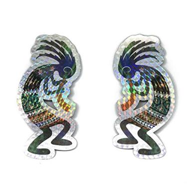 Imagem de Ímãs de proteção de porta de tela Kokopelli (6" x 3") Imãs decorativos holográficos Cocopelli (2 peças/lote) para tela Lanai Ímãs de porta de pátio
