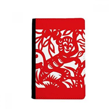 Imagem de Macaco de corte de papel China zodíaco porta-passaporte notecase burse capa carteira porta-cartão, Multicolor
