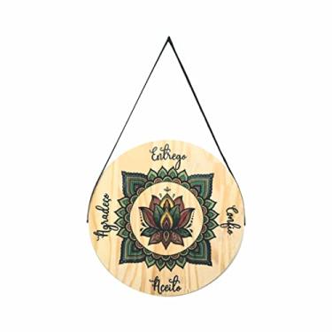 Imagem de Quadro Decorativo De Pinus Mandala Redonda Mantra Entrego, confio, Aceito e Agradeço