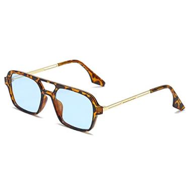 Imagem de óculos de sol de metal oco proteção uv retângulo moderno ultraleve feixe duplo oculos de sol,baowen,azul,tamanho único