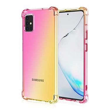 Imagem de Capa macia anti-queda para Samsung Galaxy M53 M32 A13 A23 5G A53 A73 A52S S20 S21 FE S22 Ultra Plus A12 A22 A32 A52 A72 M52 Capa, rosa e ouro, para Samsung A52 5G