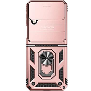 Imagem de Estojo dobrável para suporte de anel de dedo à prova de choque para Samsung Galaxy Z Flip4 5G Flip3 Flip 4 Zflip4 Flip 3 Proteção sem impressão digital, ouro rosa, para Samsung Z Flip 3