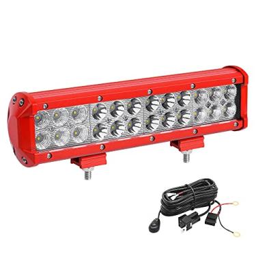 Imagem de YITAMOTOR Cablagem de barra, 30,5 cm 72 W LED vermelho poste de trabalho off-road faróis de neblina combo feixe de inundação à prova d'água SUV 4WD ATV caminhão barco carrinho de golfe