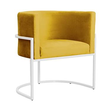 Imagem de Poltrona Luana para Escritório Base Branca Veludo Cores - DS Estofados