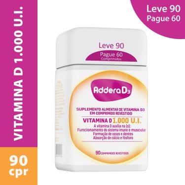 Imagem de Vitamina D Addera D3 1.000UI com 90 Comprimidos 90 Comprimidos Revestidos