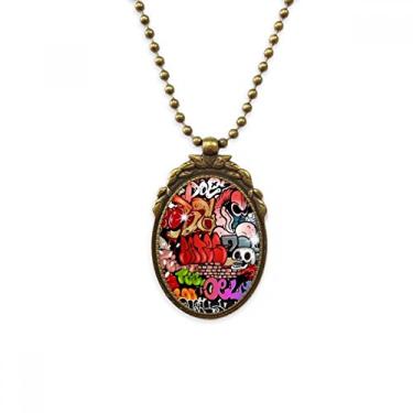 Imagem de DIYthinker Graffiti Street Colar de parede colorido com caveira, colar antigo, pingente de contas vintage