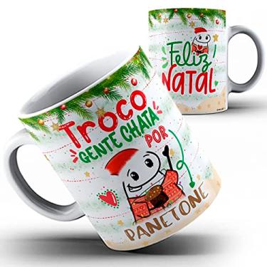 Imagem de Caneca Flork Natal troco gente chata por panetone (Branca)