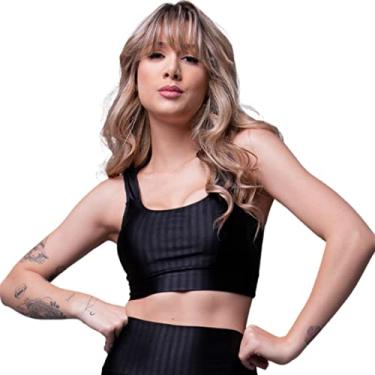 Imagem de Top Fitness Bella Fiore New Zig Com Bojo Removível Academia Malhar Cor:Preto;Tamanho:M;Gênero:Feminino