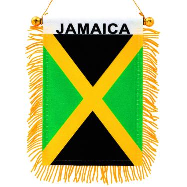 Imagem de Anley 4 "X 6" Jamaica Fringy Window Hanging Flag - Mini Bandeira e Espelho Retrovisor Decoração - Franjas e Dupla Face - Jamaica Retrovisor Bandeira com Ventosa