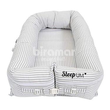 Imagem de Bercinho Portátil Ninho para Bebê Sleep UM Listrado Cinza, Biramar Baby, Cinza