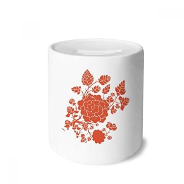 Imagem de DIYthinker Caixa de moedas de cerâmica com padrão de rosas de flor vermelha para presente de cofrinho