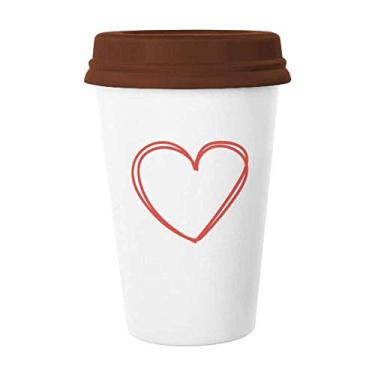Imagem de Caneca de cerâmica com linhas duplas de coração Dia dos Namorados Copo de cerâmica
