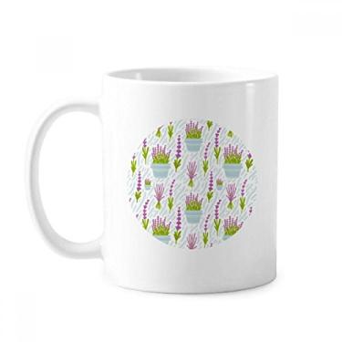 Imagem de Caneca de cerâmica para pintura de plantas com flores em vaso de lavanda, copo de porcelana de café