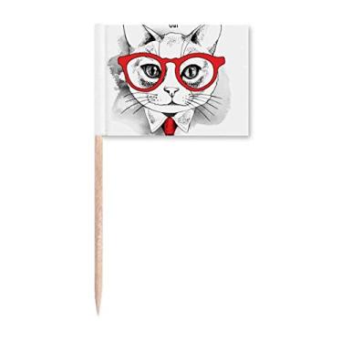 Imagem de Bussiness Cat Head Protect Animal Pet Lover, Bandeiras de palito de dentes, enfeite de festa
